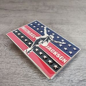 Michael Jackson Red Silver Blue Stars and Stripes Metal Belt Buckle